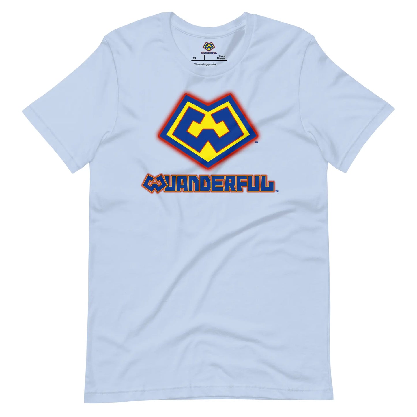 Wuanderful Locos cartoon logo on a baby light blue limited edition t-shirt