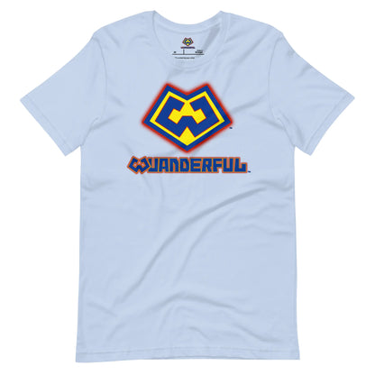 Wuanderful Locos cartoon logo on a baby light blue limited edition t-shirt