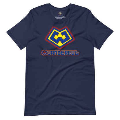Wuanderful Locos cartoon logo on a navy blue limited edition t-shirt