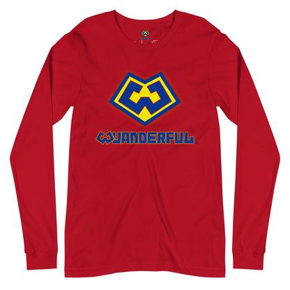 Wuanderful Locos logo on a limited edition red long-sleeve shirt