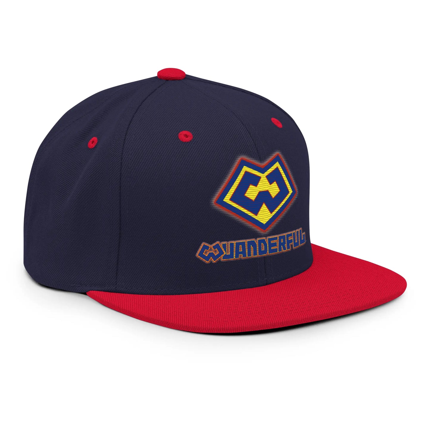 Wuanderful Locos logo on a limited edition snapback cap from a side view